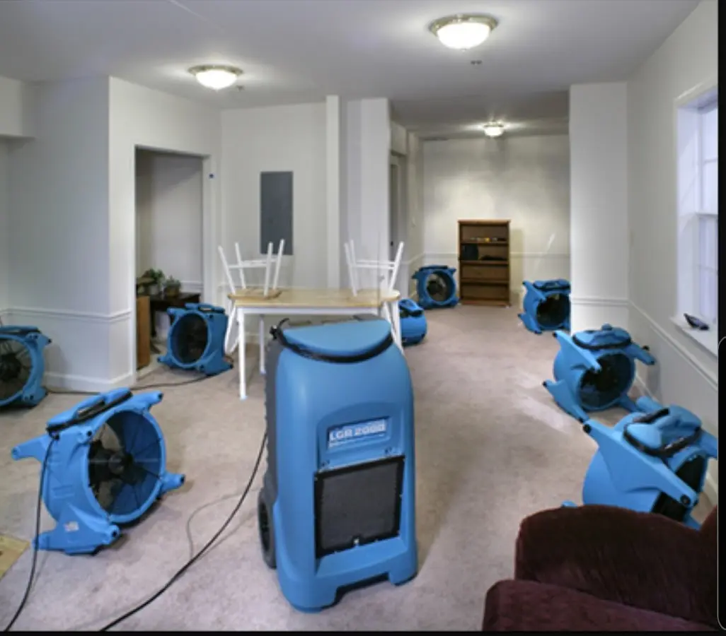 Air movers and dehumidifier setup for Water Extraction & Removal in Saratoga Springs